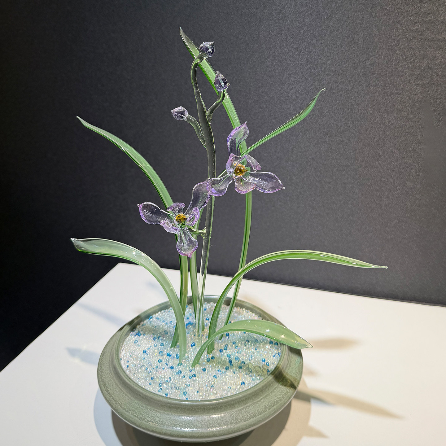 Clear petals — each cast separately in lost-wax glass